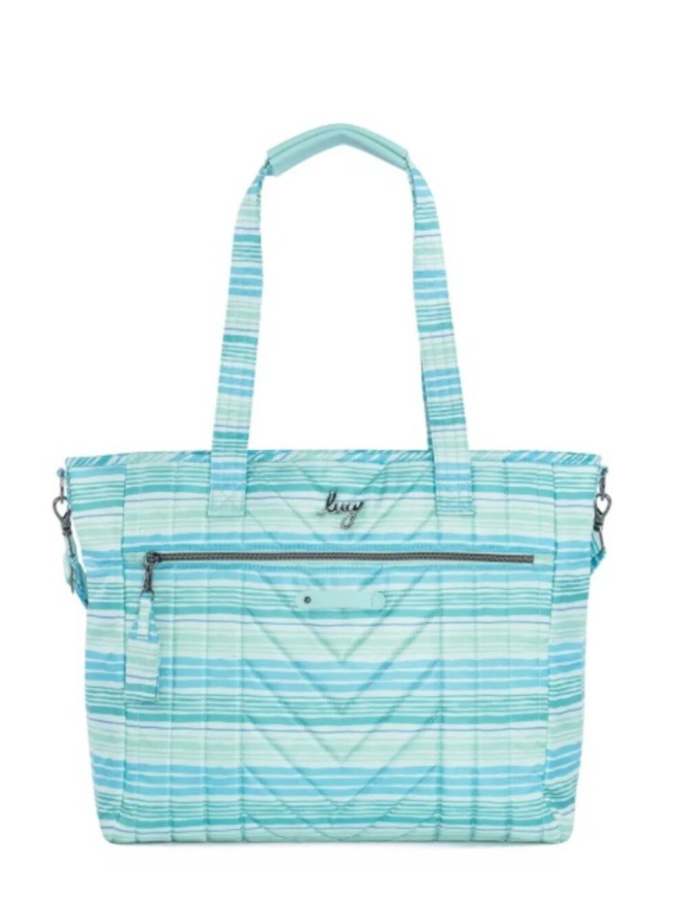 Lug Paddle Carry-All Tote Love Waves Aqua Pastel Stripes
